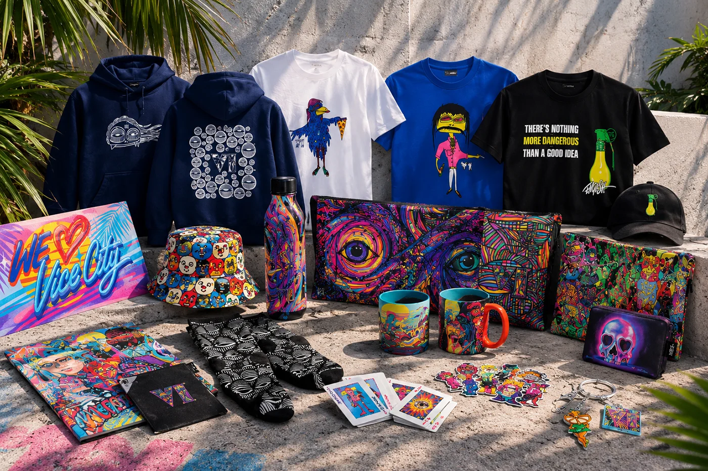 The Art of Vice City merchandise from the Wynwood Walls collaboration.