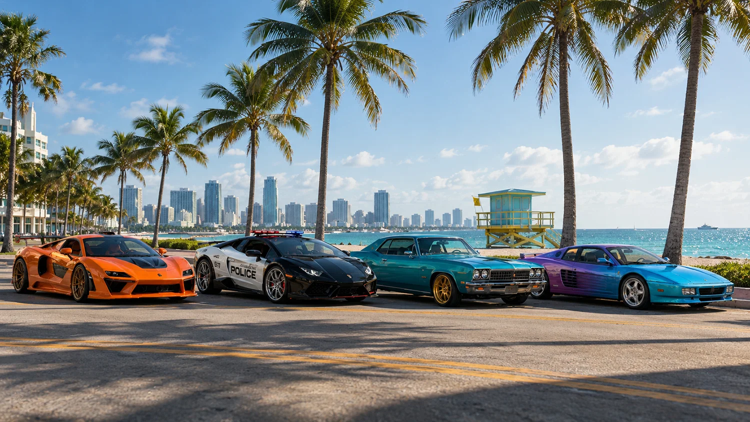 The GTA-styled vehicle convoy, reproduced in campaign coverage.