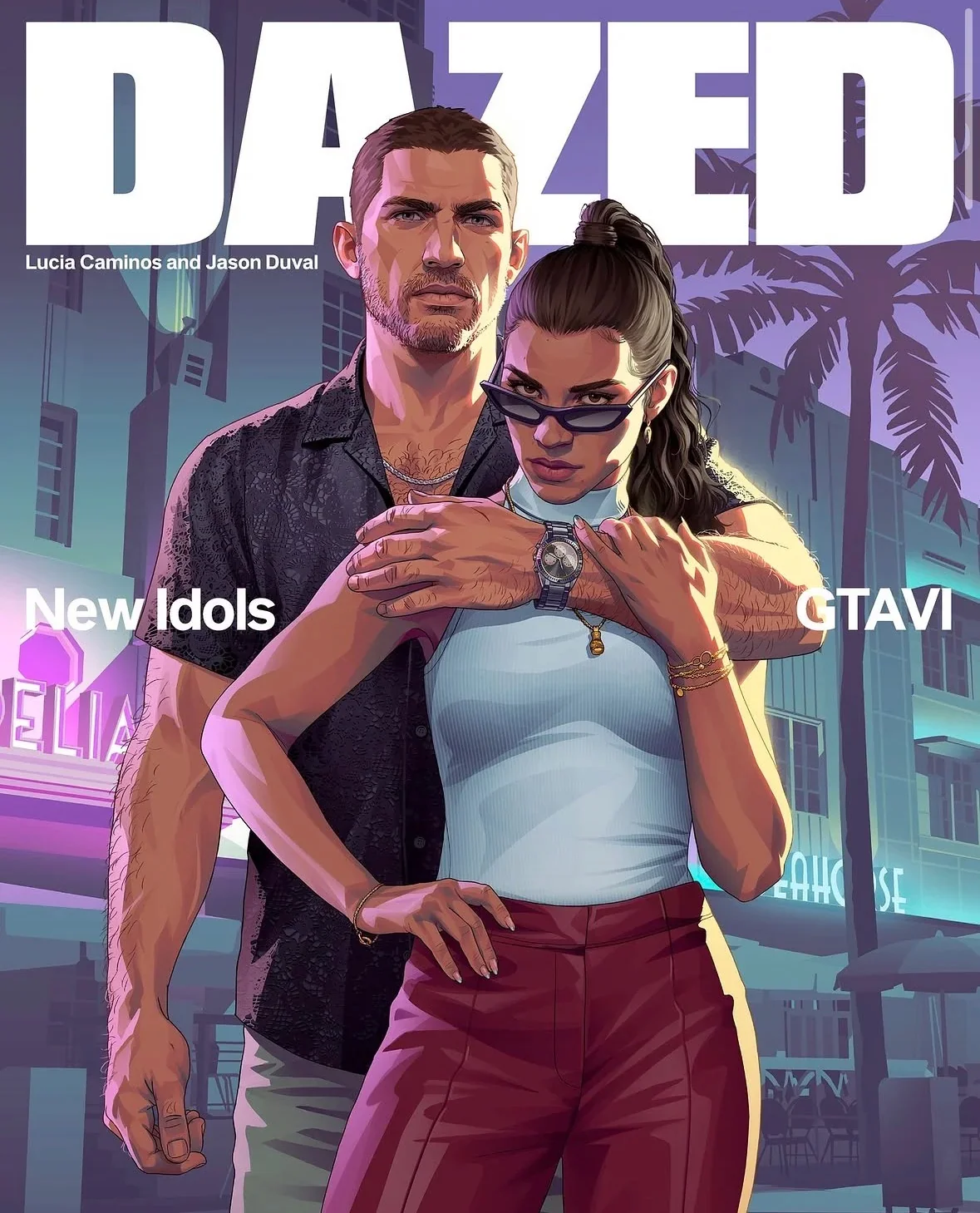 Dazed’s New Idols cover. Artwork: Rockstar Games for Dazed.